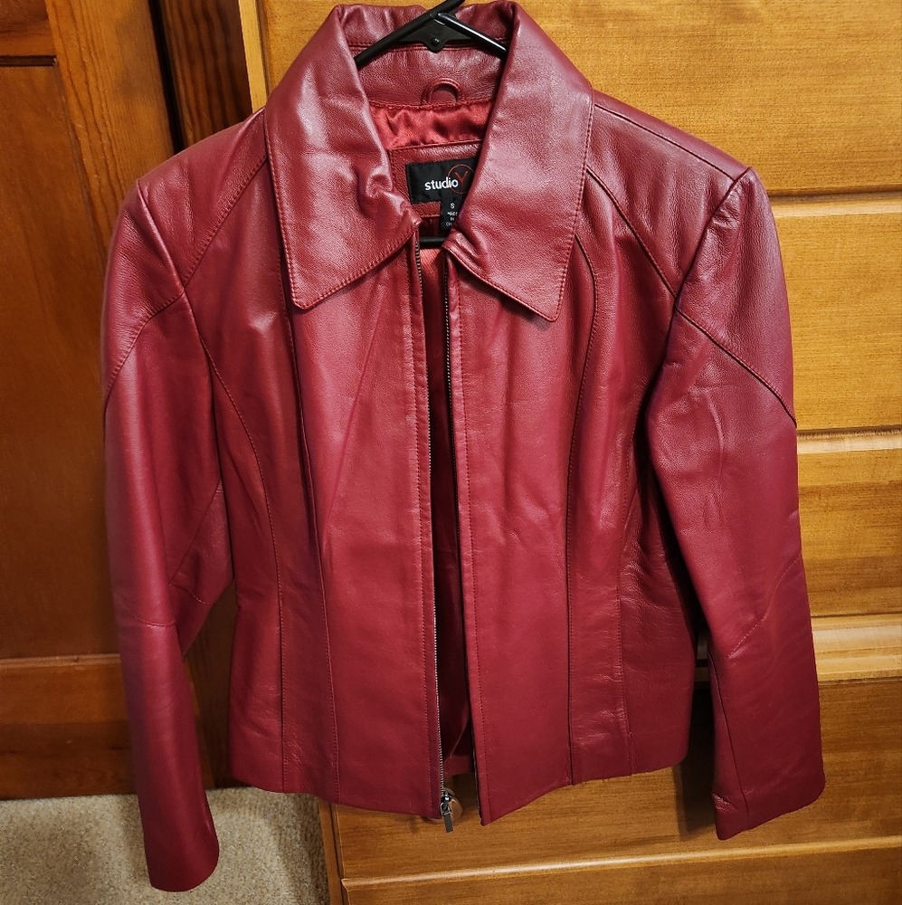 Red Real Leather Jacket by Studio Y